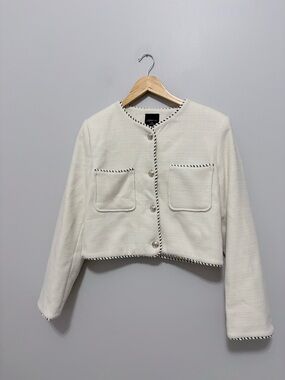 Blashe Chic Old Money Jackie O Off White Short Blazer